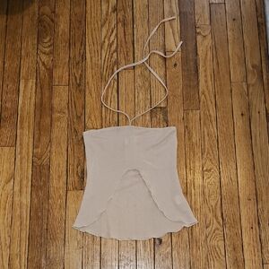 Princess Polly Beige Halter Crop Cut Out Top Coachella